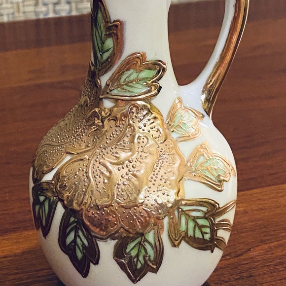 🌟2xHP🌟ANTQ 1920-30s Gilded Porcelain Ewer (Decorative Pitcher) Shofu of Nagoya - Picture 2 of 11